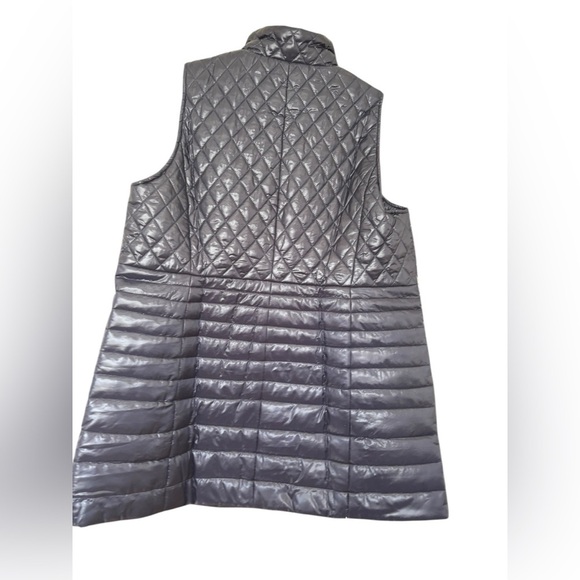 NWT Talbots LONG PRIMALOFT FILLED Quilted PUFFER VEST Navy Blue Shiny Size 1X - Picture 3 of 6